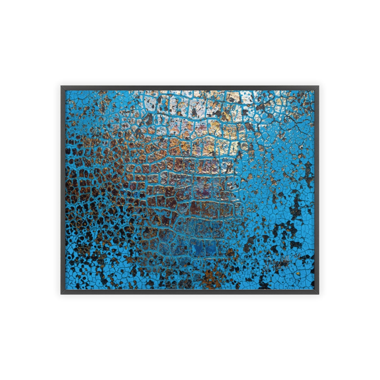 Gallery-Ready Blue Croco Abstract Framed Poster – Modern Wall Art for Home & Office