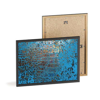 Gallery-Ready Blue Croco Abstract Framed Poster – Modern Wall Art for Home & Office