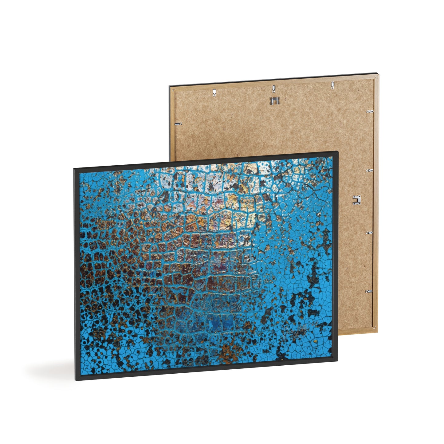 Gallery-Ready Blue Croco Abstract Framed Poster – Modern Wall Art for Home & Office