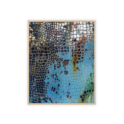 Poster with frame - Blue Cracking Crocodile Texture by QueenNoble
