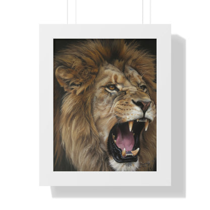 Majestic Lion Framed Vertical Poster, Animal Wall Art, Wildlife Print By QueenNoble