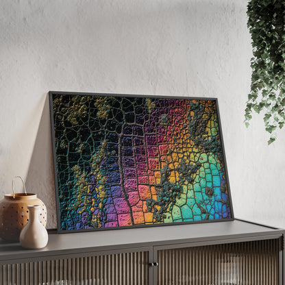 Rainbow Textured Art Poster with Wooden Frame Wall Art By QueenNoble