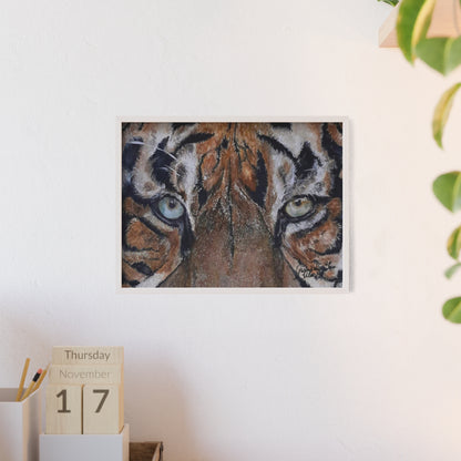 Majestic Tiger Poster with Wooden Frame, Animal Wall Art By QueenNoble