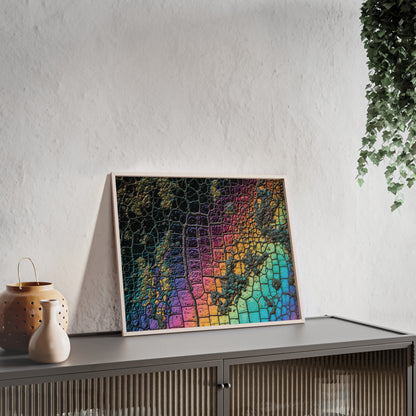 Rainbow Textured Art Poster with Wooden Frame Wall Art By QueenNoble
