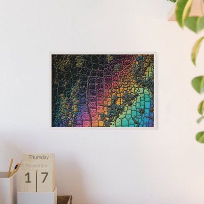 Rainbow Textured Art Poster with Wooden Frame Wall Art By QueenNoble