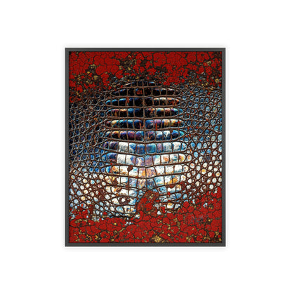 Red Crocodile Style Wall Art Stylish Wooden Frame Poster By QueenNoble
