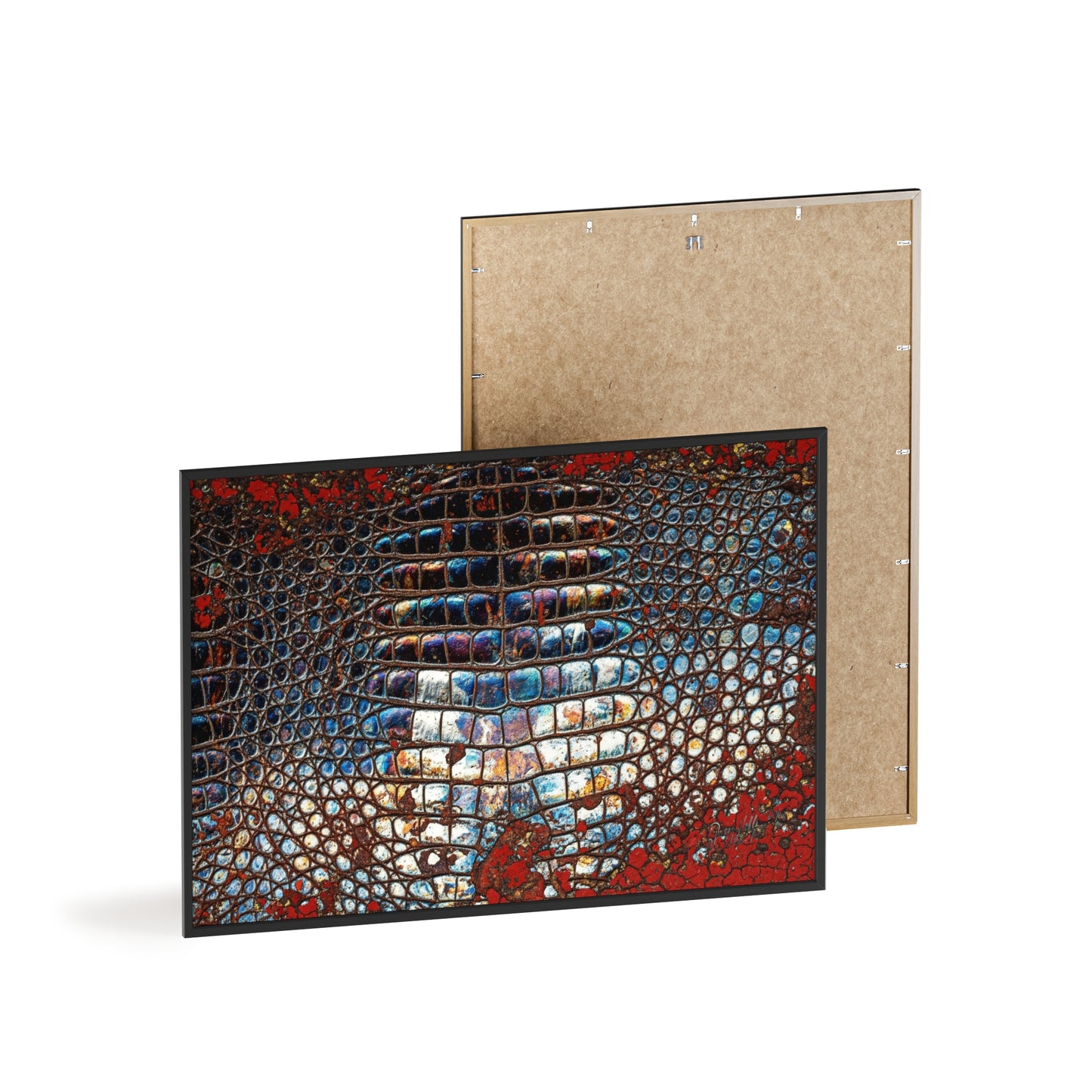 Red Crocodile Style Wall Art Stylish Wooden Frame Poster By QueenNoble