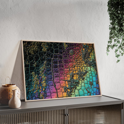 Rainbow Textured Art Poster with Wooden Frame Wall Art By QueenNoble