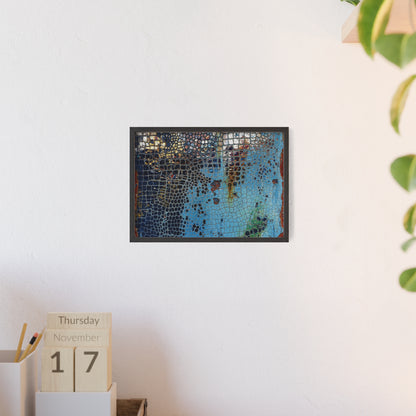 Poster with frame - Blue Cracking Crocodile Texture by QueenNoble