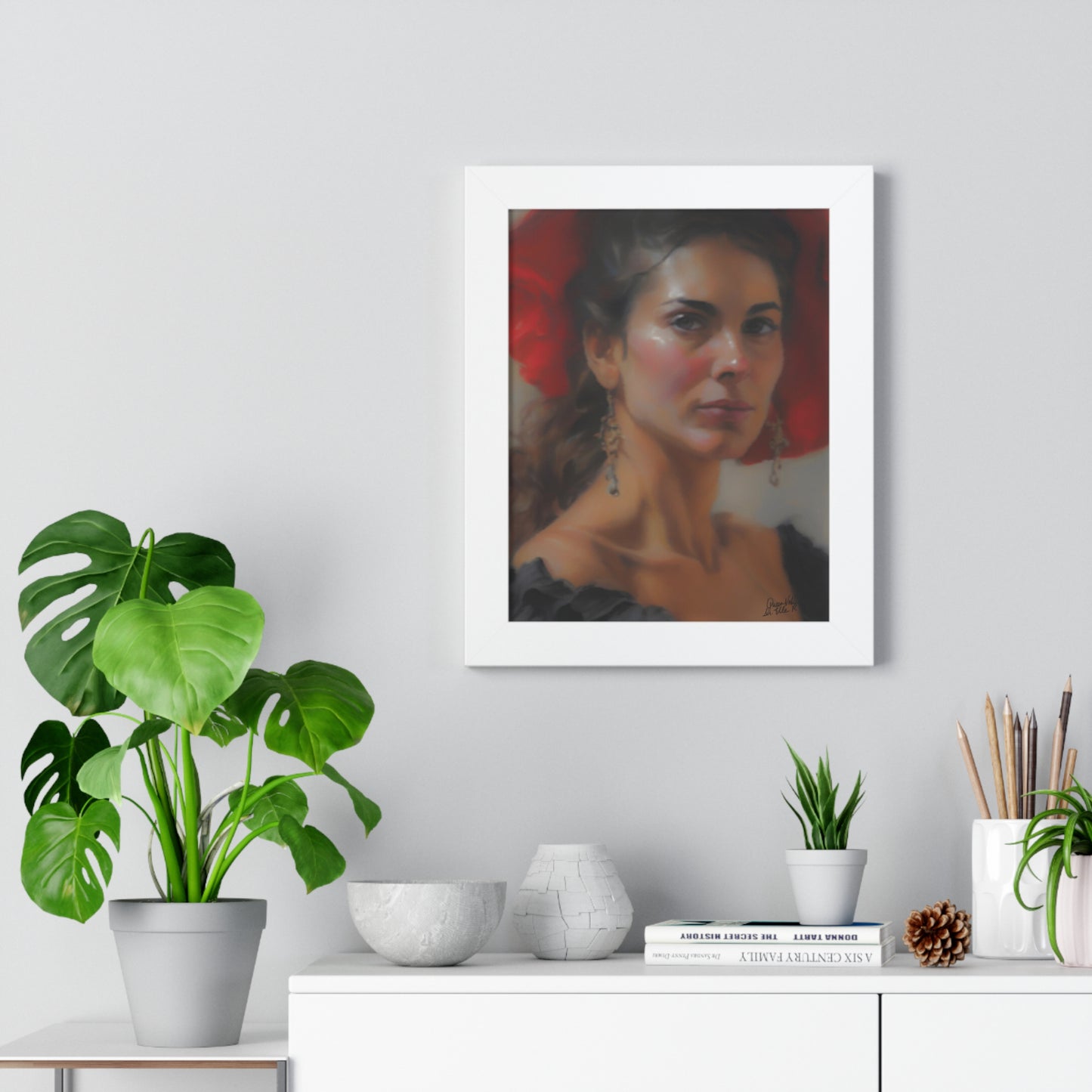 Elegant Framed Vertical Poster, Portrait Of A Beautiful Woman By QueenNoble