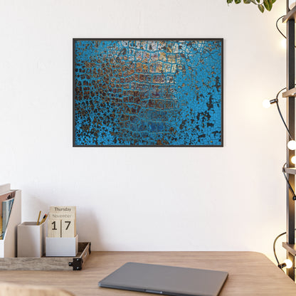 Gallery-Ready Blue Croco Abstract Framed Poster – Modern Wall Art for Home & Office