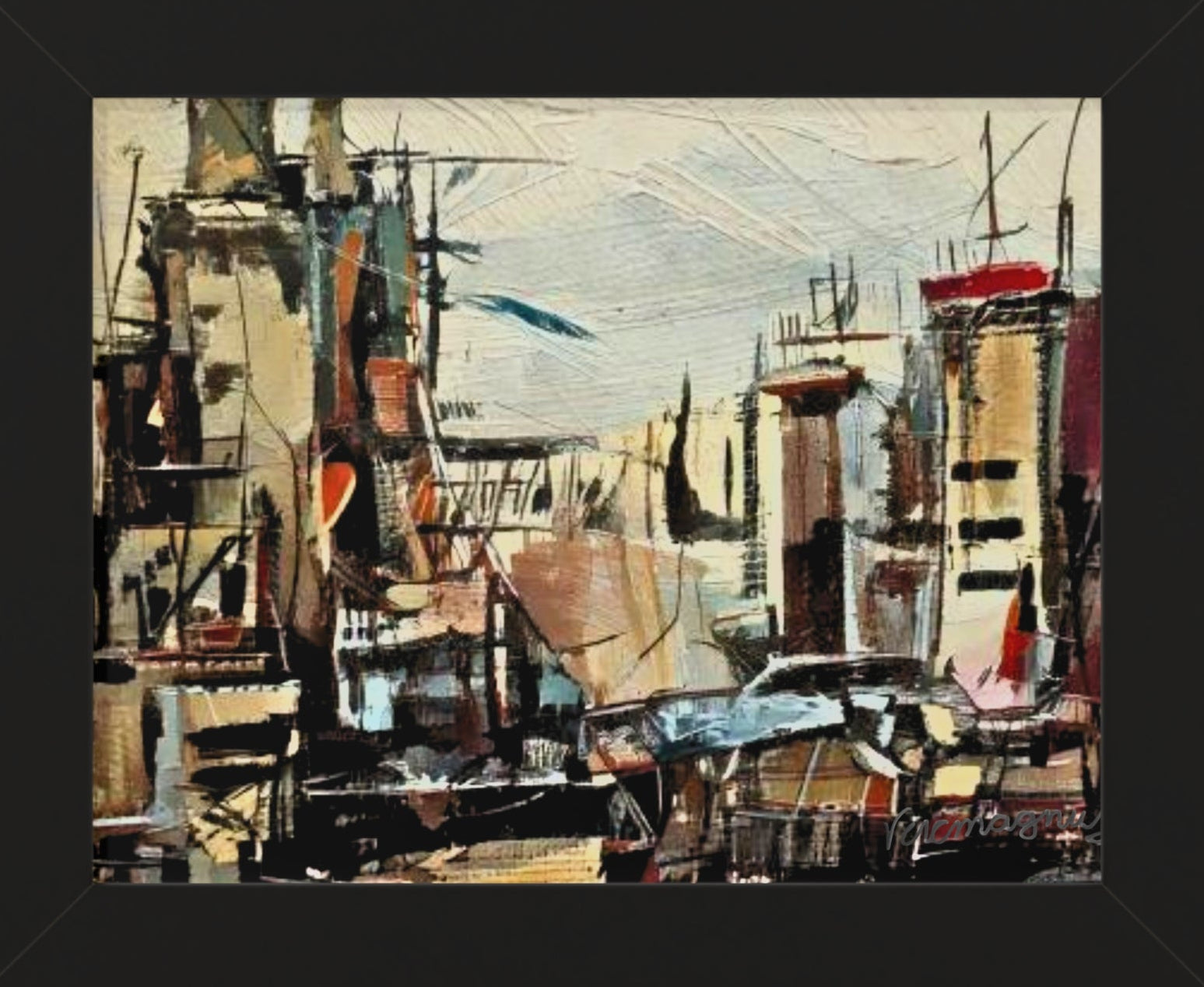 Urban Landscape Framed Horizontal Poster, Modern Art Print By Vercmagnus