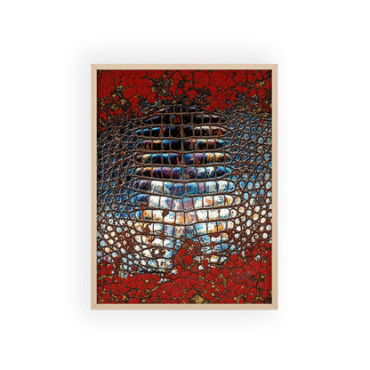 Red Crocodile Style Wall Art Stylish Wooden Frame Poster By QueenNoble