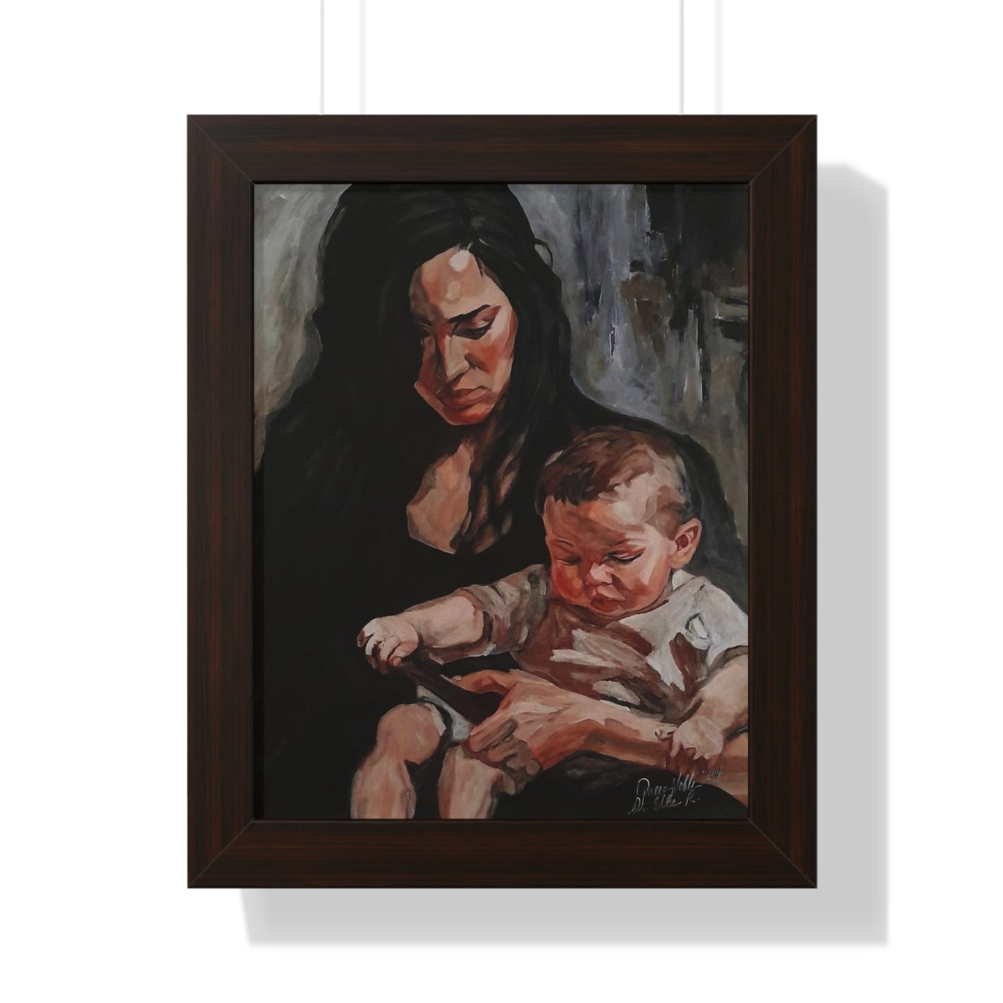 Mother And Child Vertical Framed Poster, Wall Art, Gift for Moms By QueenNoble