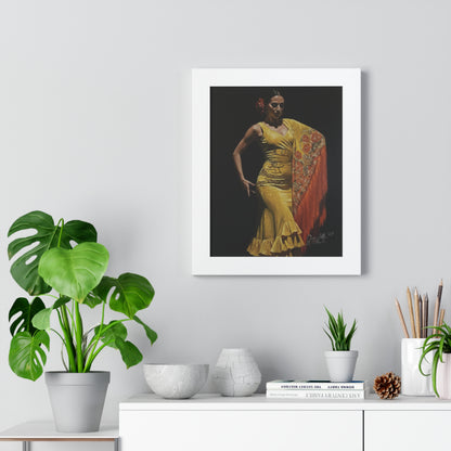 Elegant Flamenco Dancer Framed Vertical Poster, Wall Art By QueenNoble