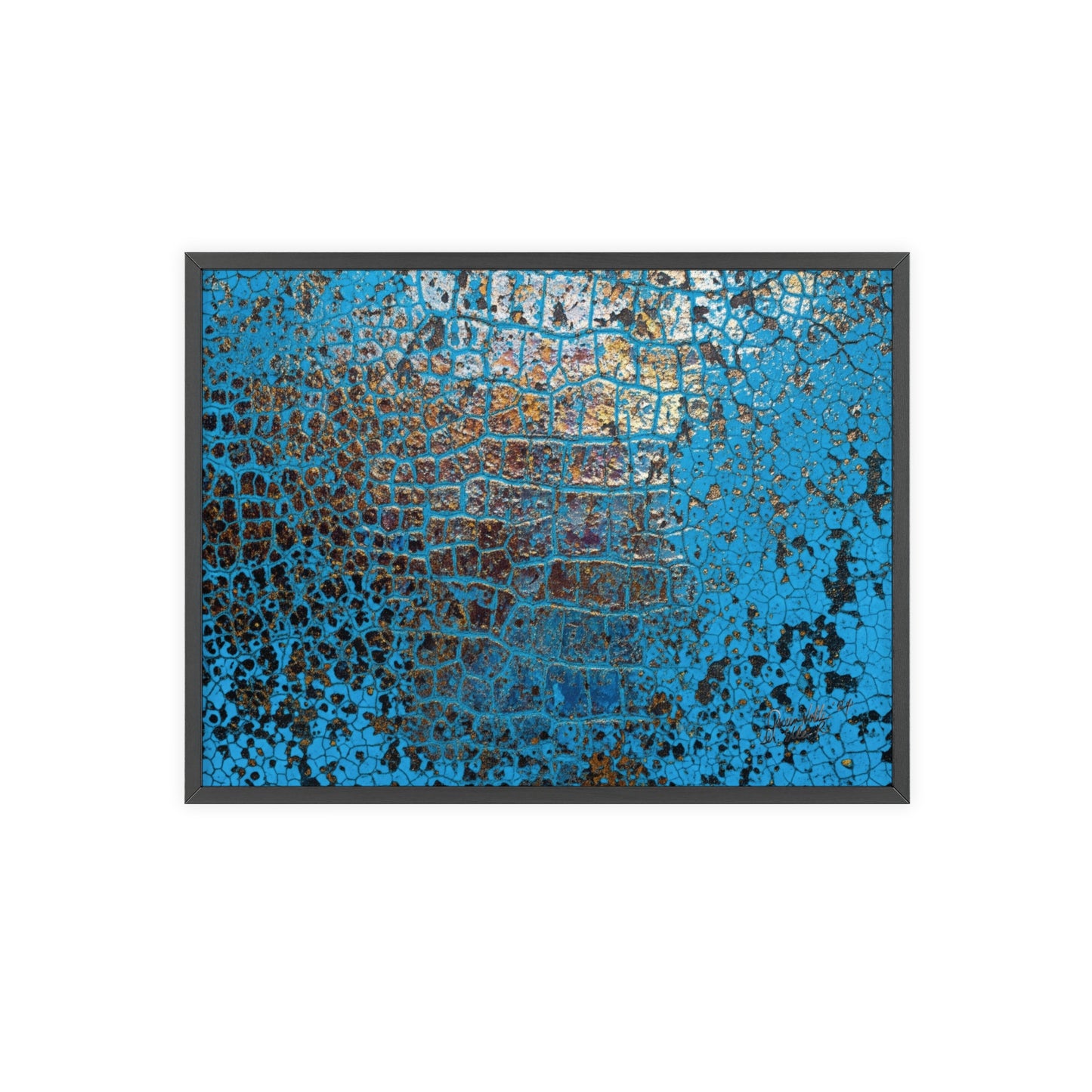 Gallery-Ready Blue Croco Abstract Framed Poster – Modern Wall Art for Home & Office