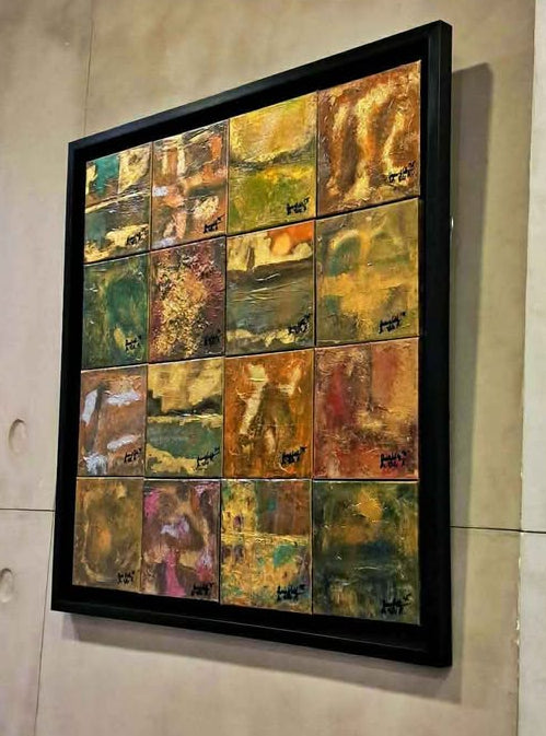 Seasons In The Sun By QueenNoble Original 16 Pcs Framed Abstract
