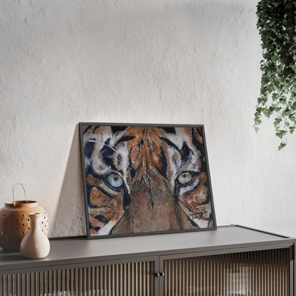 Majestic Tiger Poster with Wooden Frame, Animal Wall Art By QueenNoble