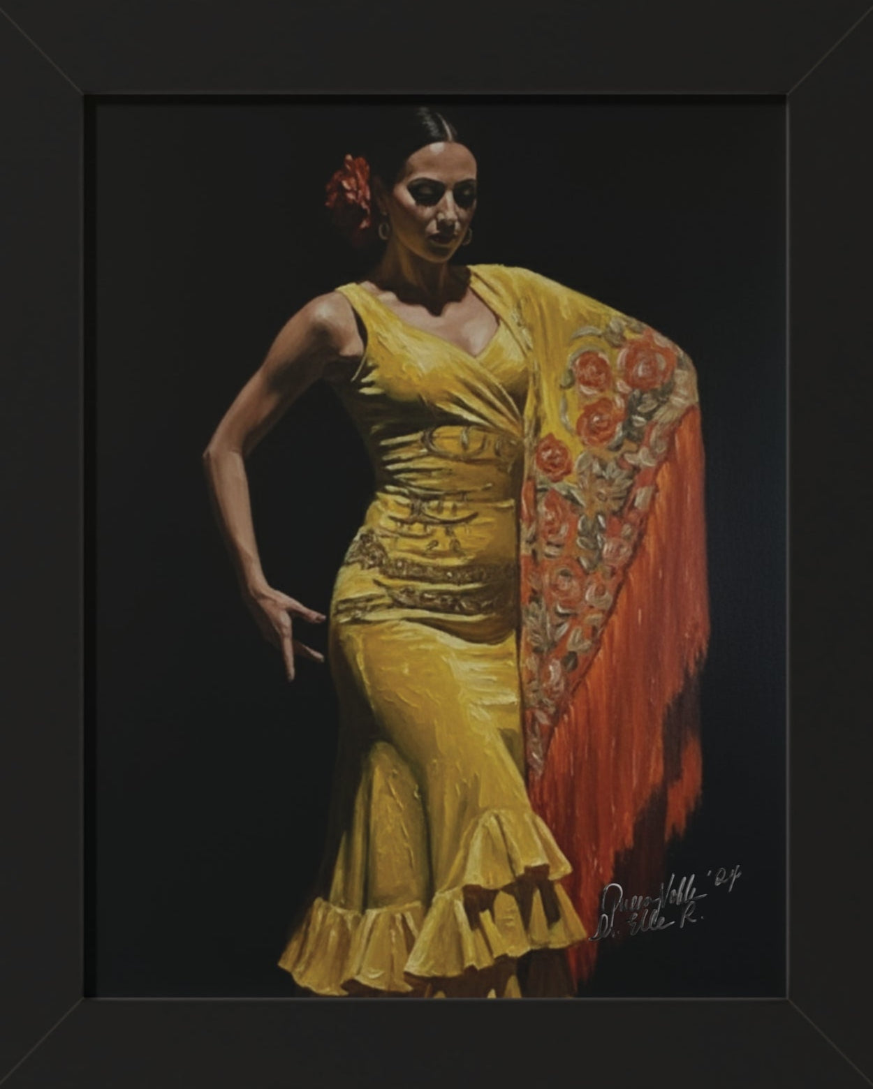 Elegant Flamenco Dancer Framed Vertical Poster, Wall Art By QueenNoble