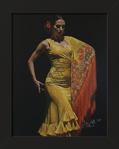 Elegant Flamenco Dancer Framed Vertical Poster, Wall Art By QueenNoble