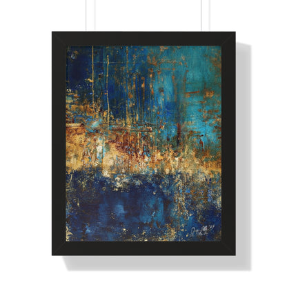Abstract Blue Framed Vertical Poster, Modern Wall Art By QueenNoble
