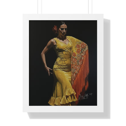 Elegant Flamenco Dancer Framed Vertical Poster, Wall Art By QueenNoble