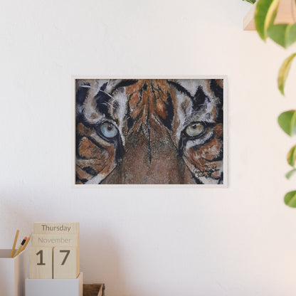 Majestic Tiger Poster with Wooden Frame, Animal Wall Art By QueenNoble