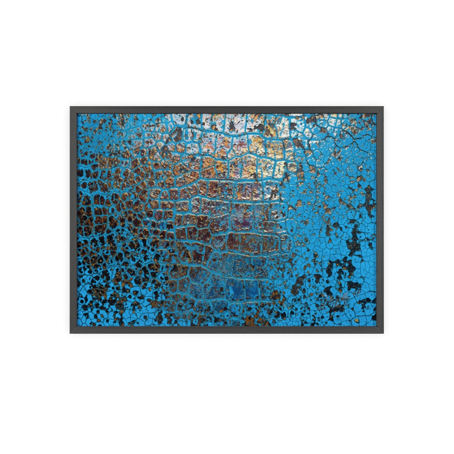 Gallery-Ready Blue Croco Abstract Framed Poster – Modern Wall Art for Home & Office