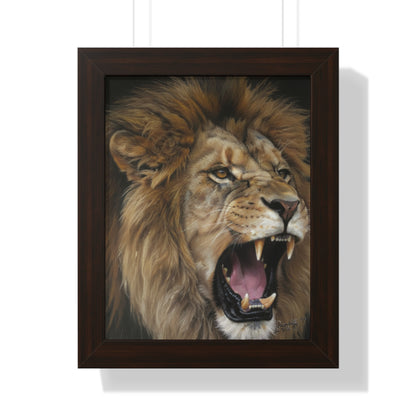 Majestic Lion Framed Vertical Poster, Animal Wall Art, Wildlife Print By QueenNoble