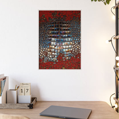 Red Crocodile Style Wall Art Stylish Wooden Frame Poster By QueenNoble