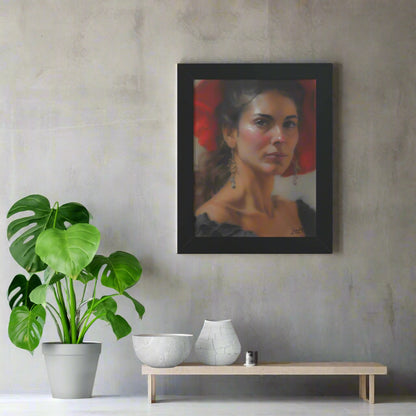 Elegant Framed Vertical Poster, Portrait Of A Beautiful Woman By QueenNoble