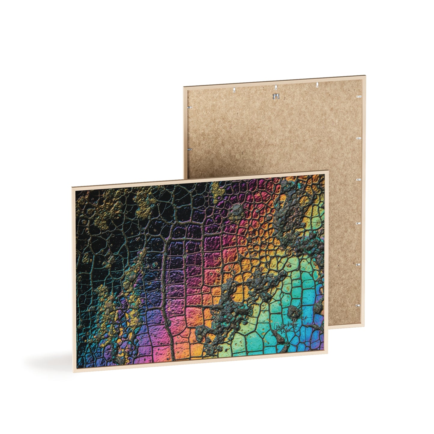 Rainbow Textured Art Poster with Wooden Frame Wall Art By QueenNoble