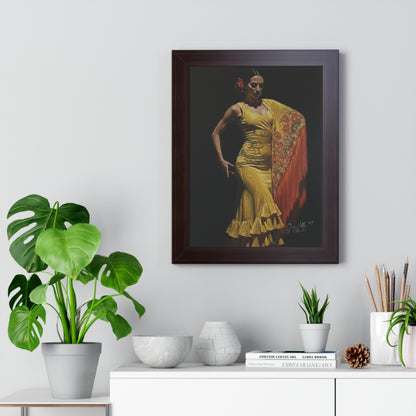 Elegant Flamenco Dancer Framed Vertical Poster, Wall Art By QueenNoble