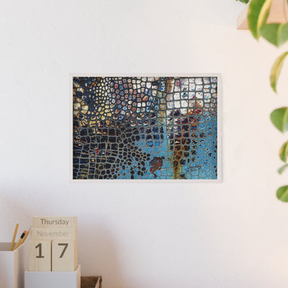 Poster with frame - Blue Cracking Crocodile Texture by QueenNoble