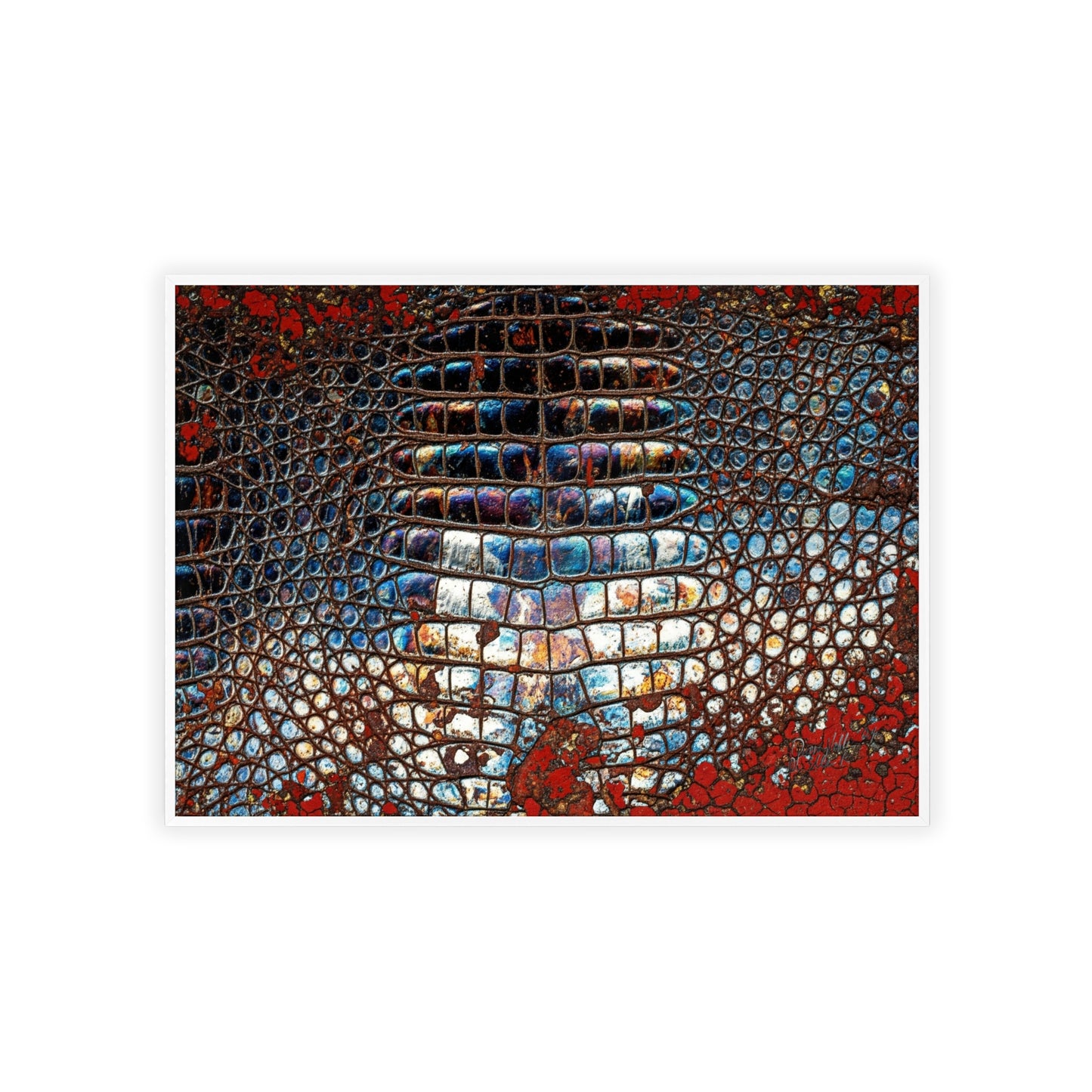 Red Crocodile Style Wall Art Stylish Wooden Frame Poster By QueenNoble