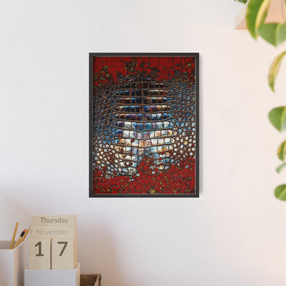 Red Crocodile Style Wall Art Stylish Wooden Frame Poster By QueenNoble