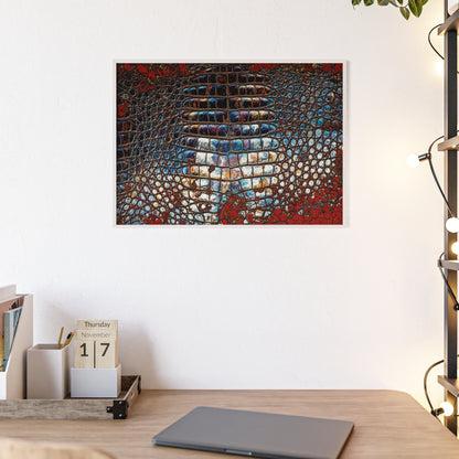 Red Crocodile Style Wall Art Stylish Wooden Frame Poster By QueenNoble