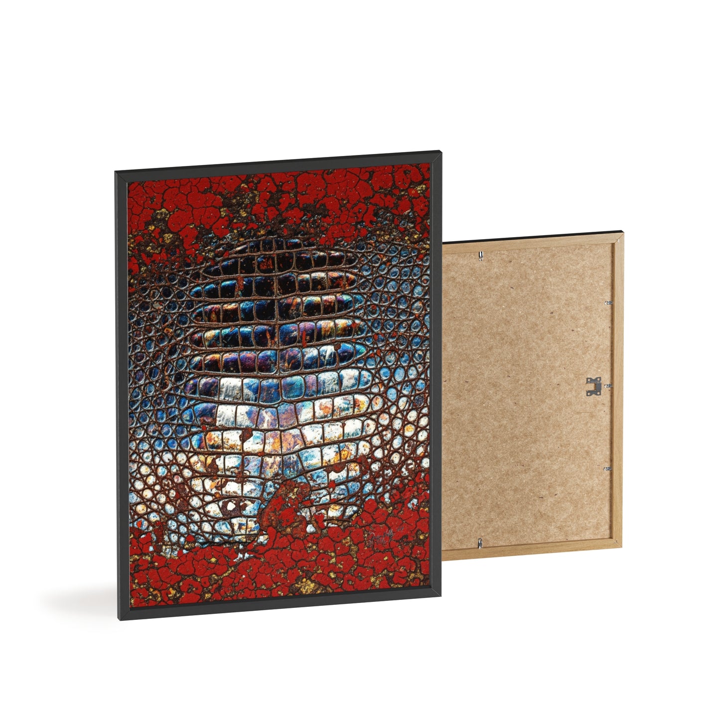 Red Crocodile Style Wall Art Stylish Wooden Frame Poster By QueenNoble