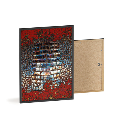 Red Crocodile Style Wall Art Stylish Wooden Frame Poster By QueenNoble