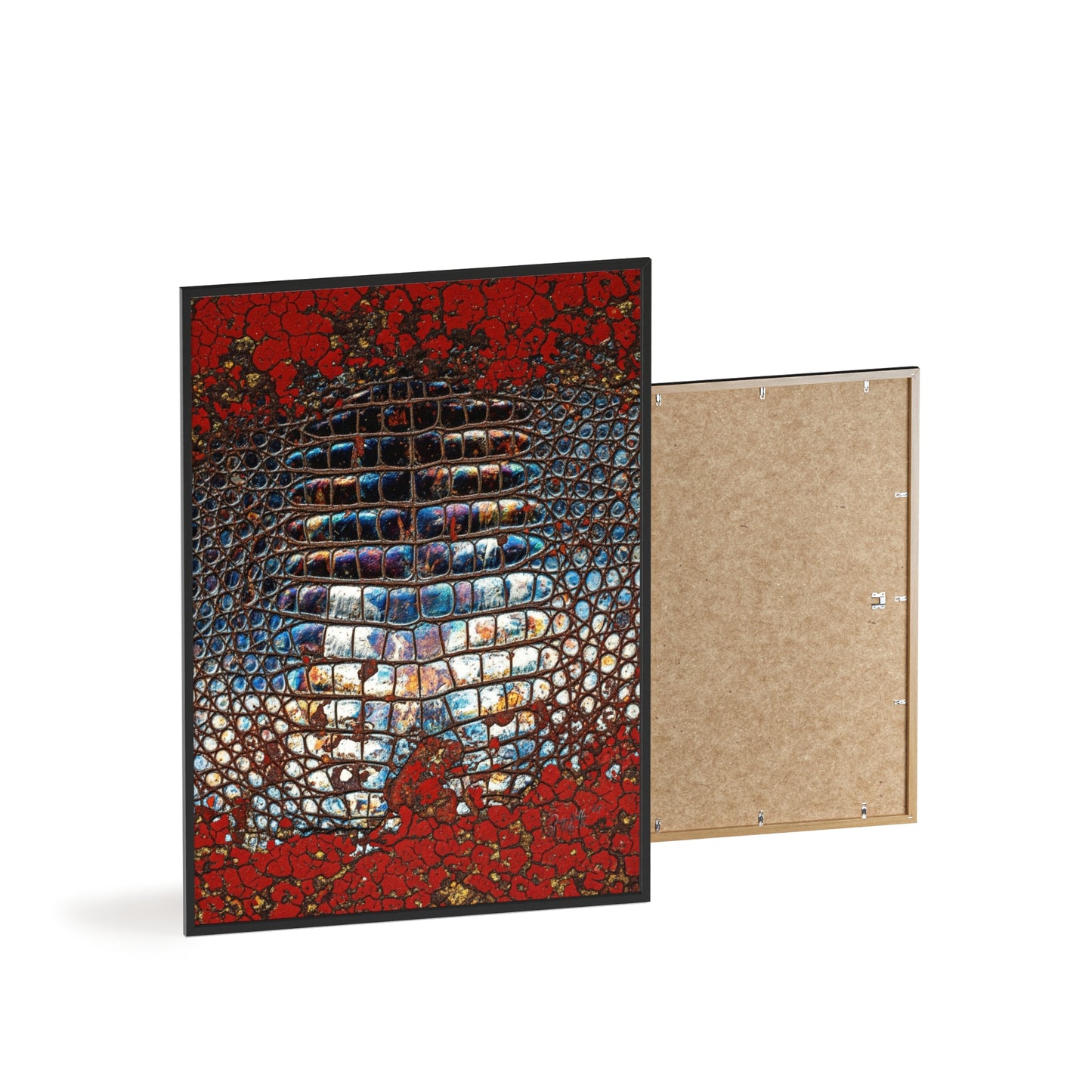 Red Crocodile Style Wall Art Stylish Wooden Frame Poster By QueenNoble