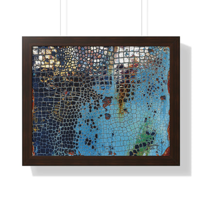 Cracking Mosaic Framed Poster, Unique Blue Wall Art Print By QueenNoble