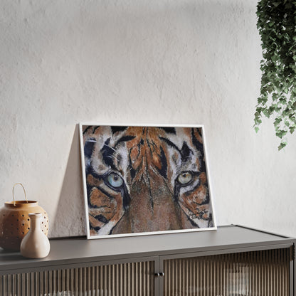 Majestic Tiger Poster with Wooden Frame, Animal Wall Art By QueenNoble