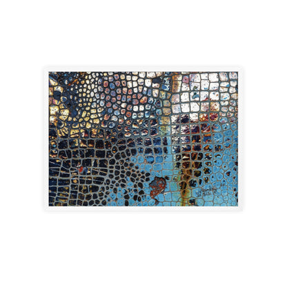 Poster with frame - Blue Cracking Crocodile Texture by QueenNoble