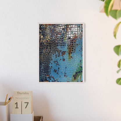 Poster with frame - Blue Cracking Crocodile Texture by QueenNoble