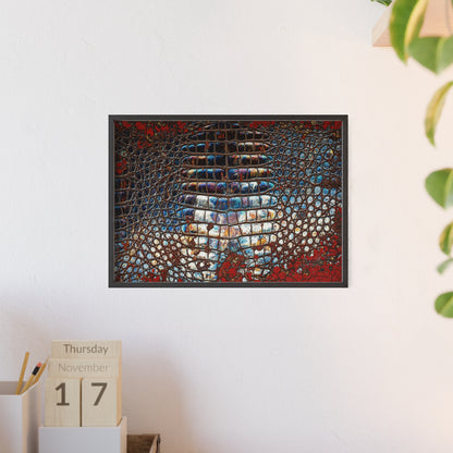Red Crocodile Style Wall Art Stylish Wooden Frame Poster By QueenNoble
