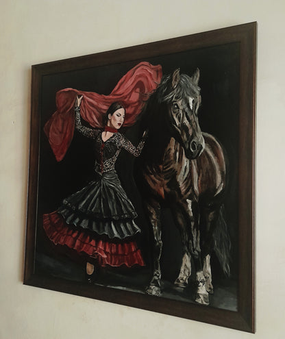 Flamenco Dancer With Horse Original Painting One Of A Kind Art
