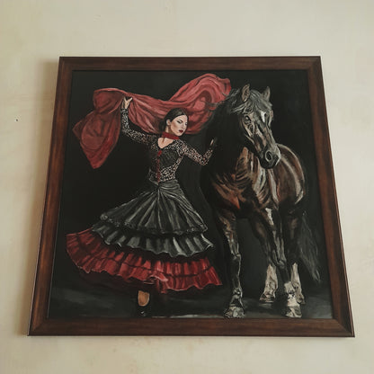 Flamenco Dancer With Horse Original Painting One Of A Kind Art