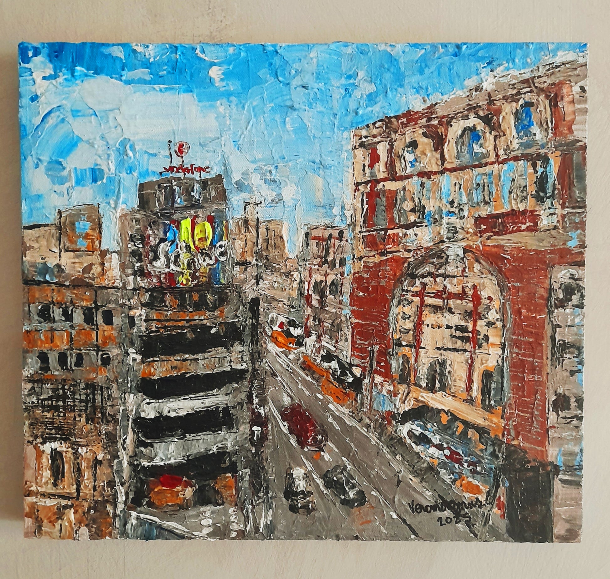 A Fast Phase In Madrid Textured Original Painting Cityscape Contemporary Art