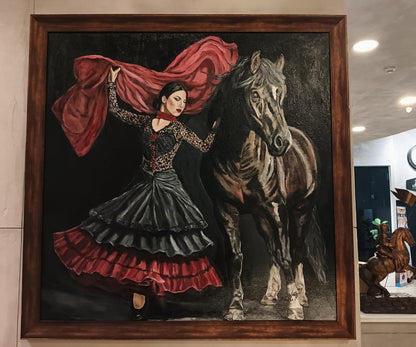 Flamenco Dancer With Horse Original Painting One Of A Kind Art