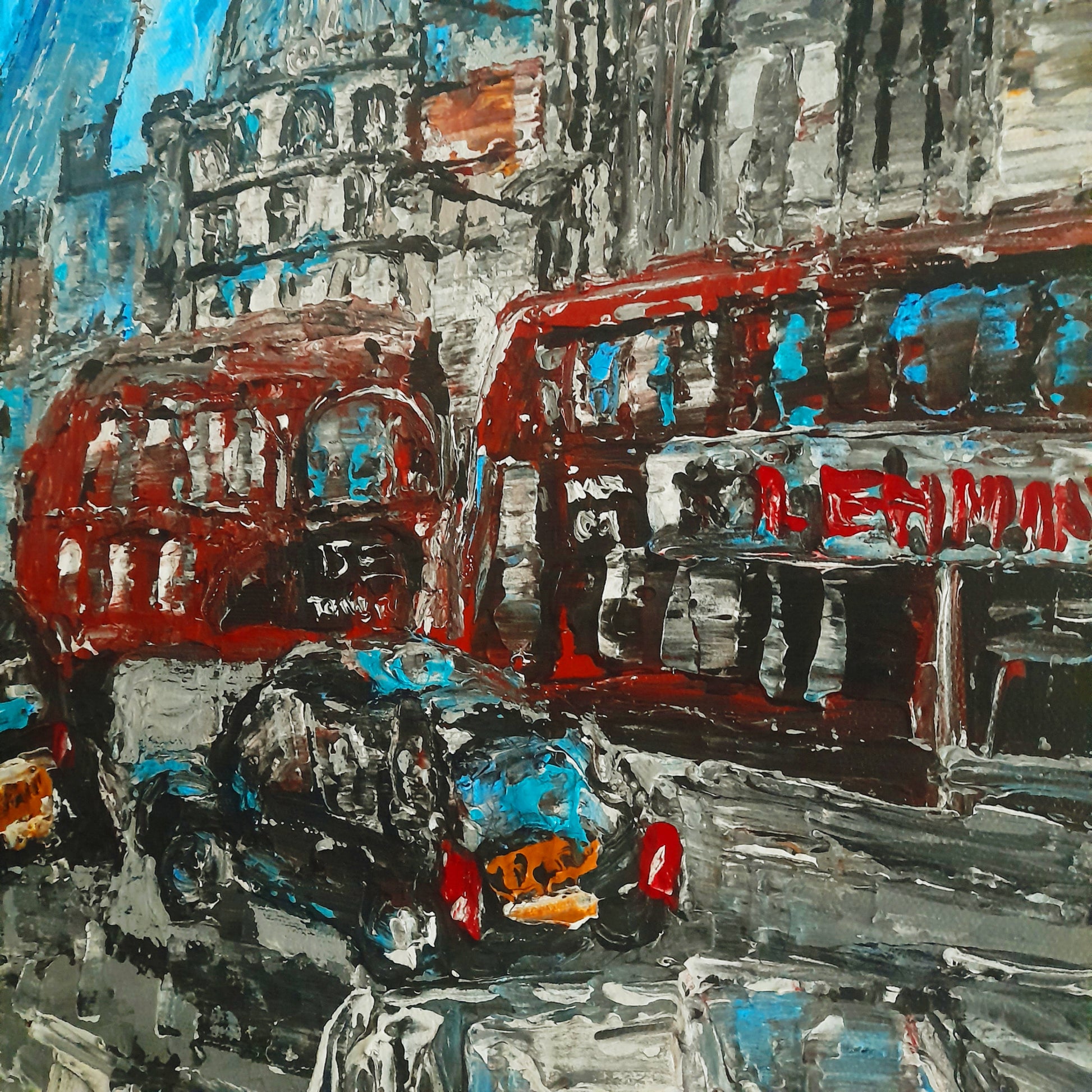 A Funky Time In London Textured Original Painting Cityscape Contemporary Art